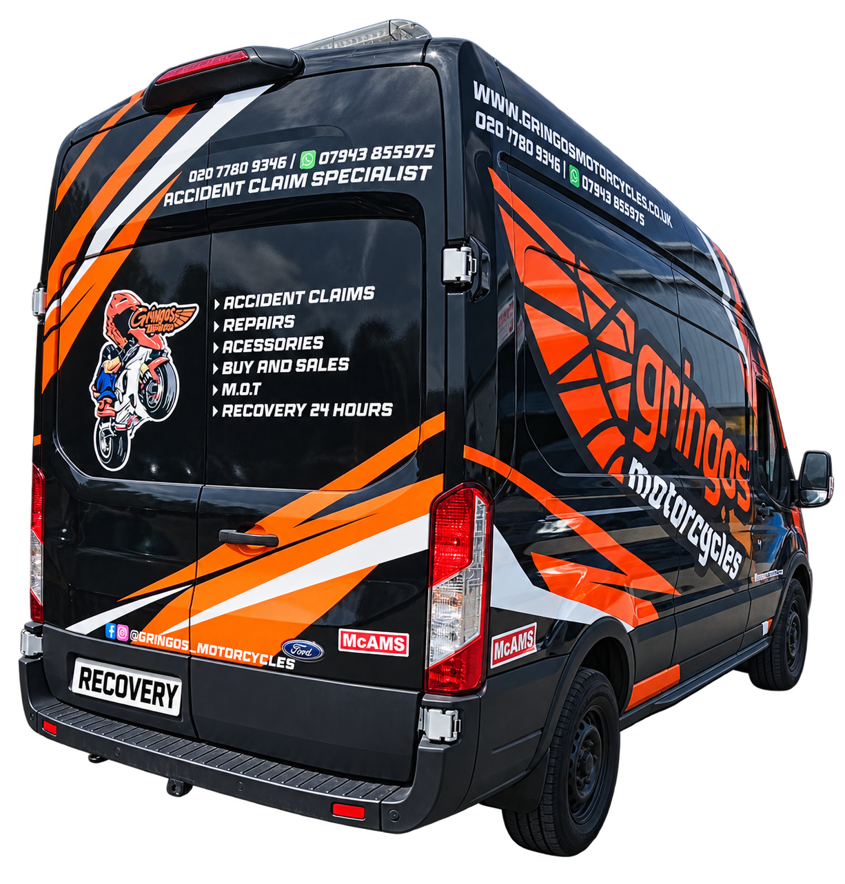 Gringos motorcycle recovery van — rear view